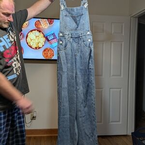 WeWoreWhat Wide Leg Denim Overalls in Blue